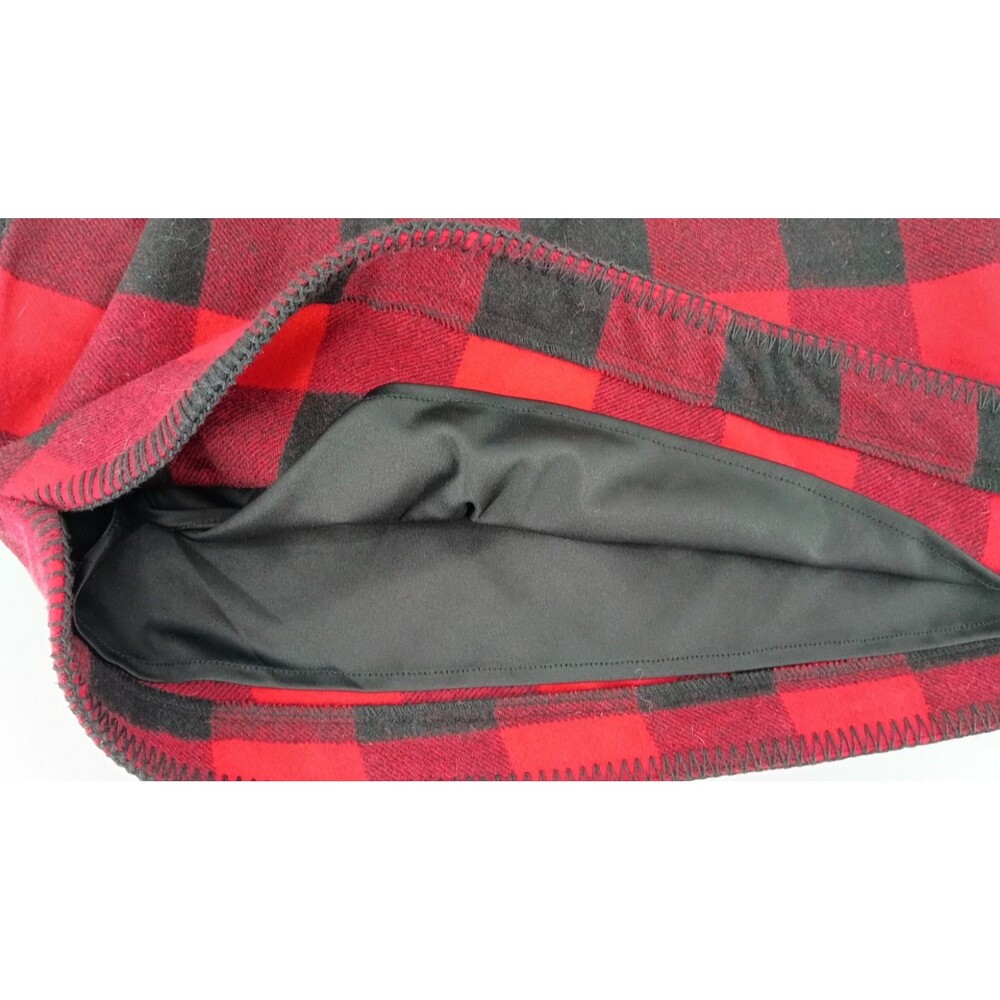 Buffalo Plaid Wool Blend Mini Skirt Red Black Lined Pleated Cabincore Size 10 - Picture 6 of 12